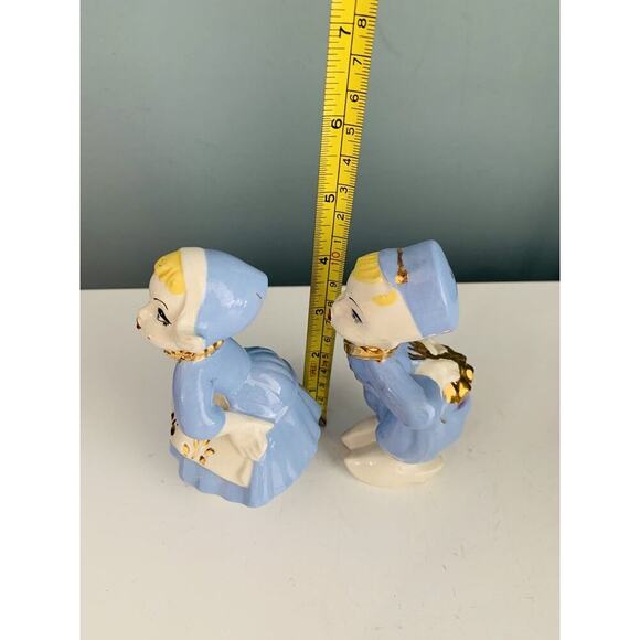 FJS Ceramic Dutch Boy and Milk Maid Kissing Ceramic 6 1/2" Figurines - Picture 6 of 9